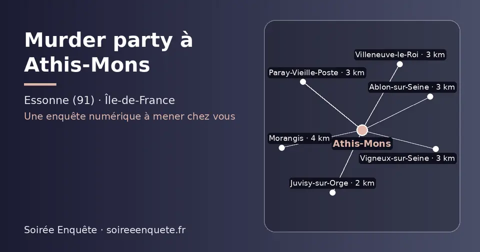 Carte schématique : Athis-Mons et les communes voisines présentées sur ce site (Juvisy-sur-Orge, Paray-Vieille-Poste, Villeneuve-le-Roi, Ablon-sur-Seine, Vigneux-sur-Seine, Morangis)