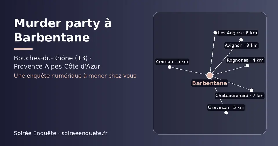 Carte schématique : Barbentane et les communes voisines présentées sur ce site (Rognonas, Graveson, Aramon, Les Angles, Châteaurenard, Avignon)
