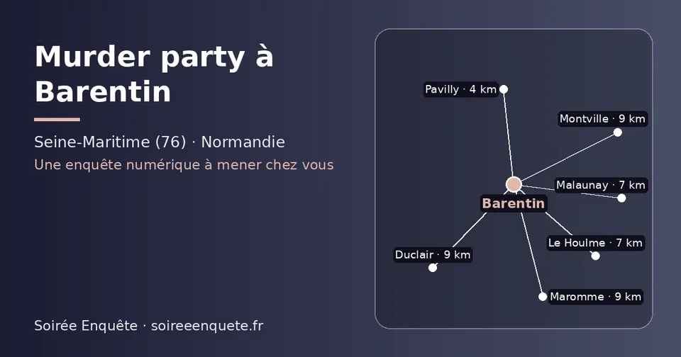 Carte schématique : Barentin et les communes voisines présentées sur ce site (Pavilly, Le Houlme, Malaunay, Duclair, Montville, Maromme)
