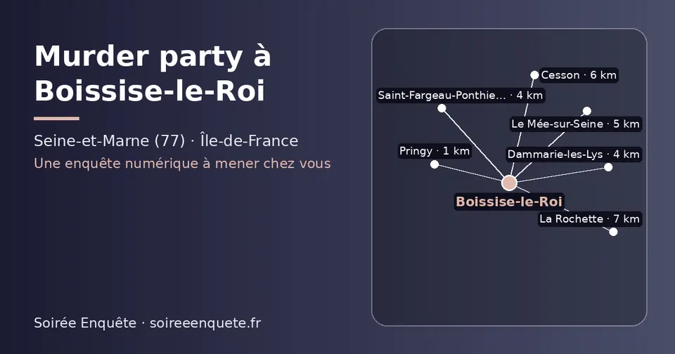 Carte schématique : Boissise-le-Roi et les communes voisines présentées sur ce site (Pringy, Dammarie-les-Lys, Saint-Fargeau-Ponthierry, Le Mée-sur-Seine, Cesson, La Rochette)