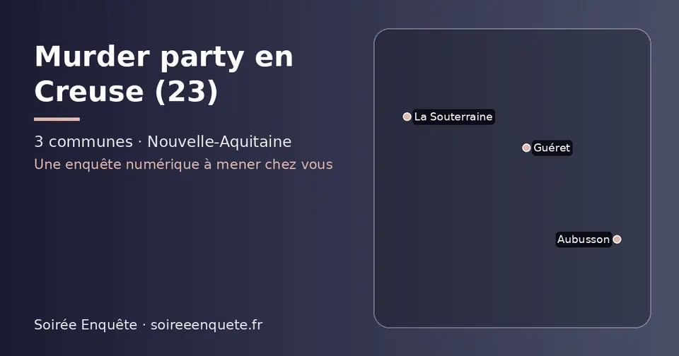 Carte schématique des 3 communes de la Creuse présentées sur ce site