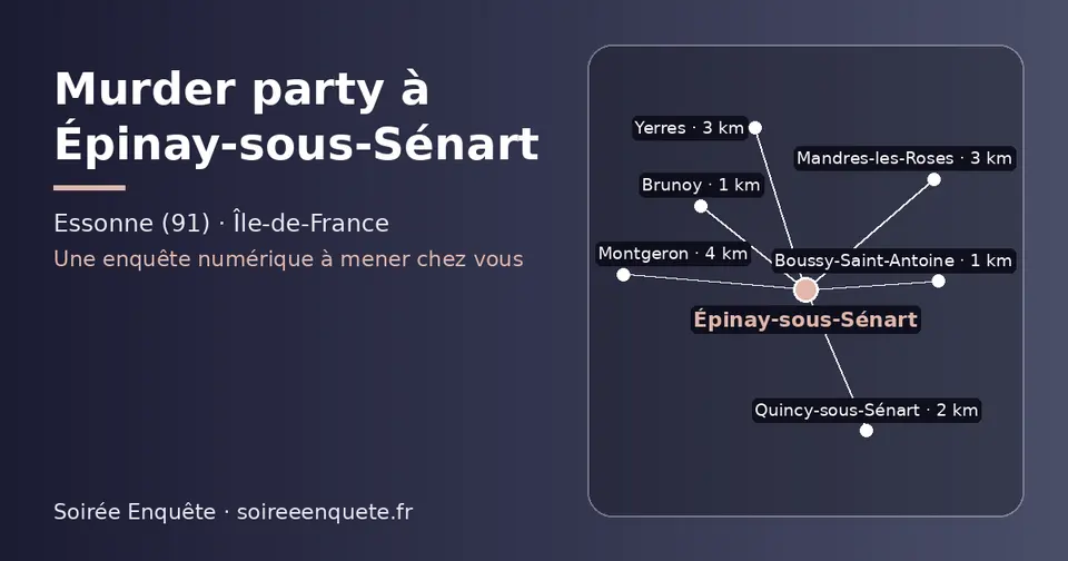 Carte schématique : Épinay-sous-Sénart et les communes voisines présentées sur ce site (Brunoy, Boussy-Saint-Antoine, Quincy-sous-Sénart, Mandres-les-Roses, Yerres, Montgeron)