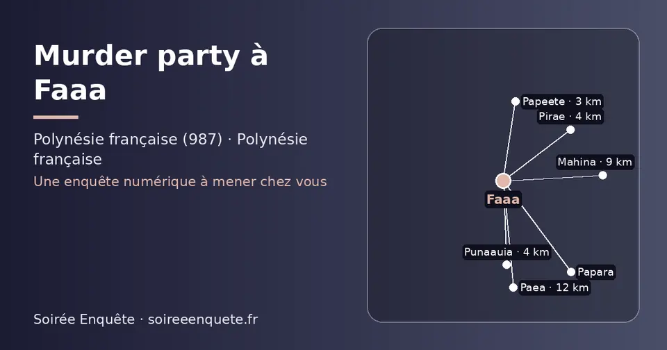 Carte schématique : Faaa et les communes voisines présentées sur ce site (Papeete, Punaauia, Pirae, Mahina, Paea, Papara)