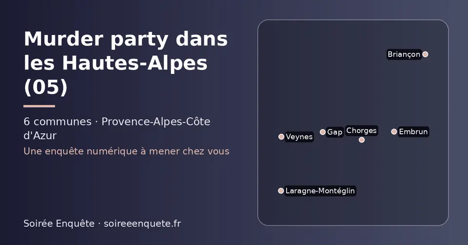 Carte schématique des 6 communes des Hautes-Alpes présentées sur ce site