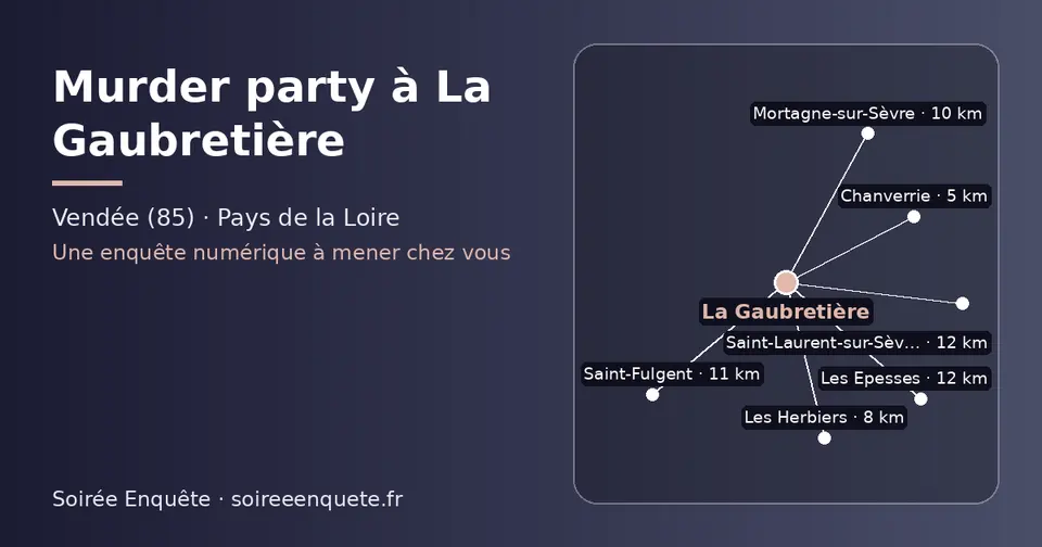 Carte schématique : La Gaubretière et les communes voisines présentées sur ce site (Chanverrie, Les Herbiers, Mortagne-sur-Sèvre, Saint-Fulgent, Saint-Laurent-sur-Sèvre, Les Epesses)