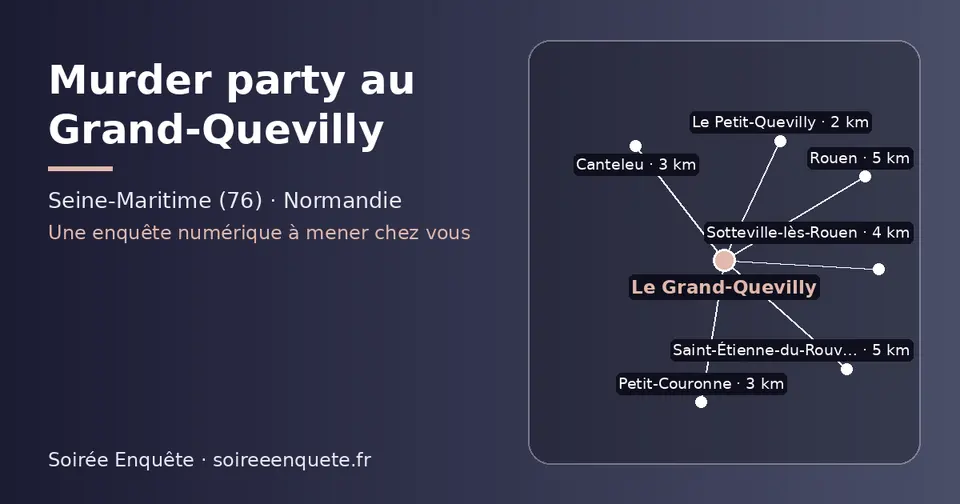 Carte schématique : Le Grand-Quevilly et les communes voisines présentées sur ce site (Le Petit-Quevilly, Canteleu, Petit-Couronne, Sotteville-lès-Rouen, Saint-Étienne-du-Rouvray, Rouen)