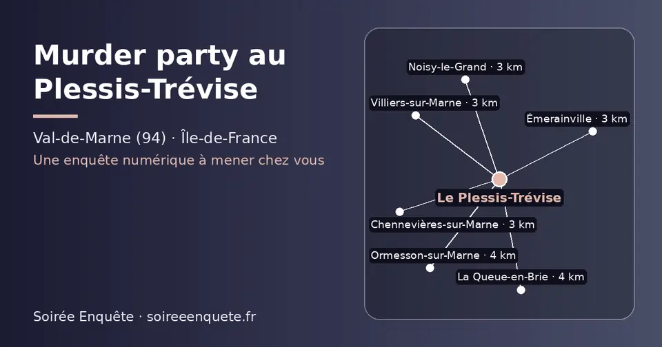 Carte schématique : Le Plessis-Trévise et les communes voisines présentées sur ce site (Émerainville, Chennevières-sur-Marne, Villiers-sur-Marne, Noisy-le-Grand, La Queue-en-Brie, Ormesson-sur-Marne)