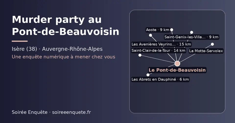 Carte schématique : Le Pont-de-Beauvoisin et les communes voisines présentées sur ce site (Les Abrets en Dauphiné, Aoste, Saint-Genix-les-Villages, Saint-Clair-de-la-Tour, Les Avenières Veyrins-Thuellin, La Motte-Servolex)