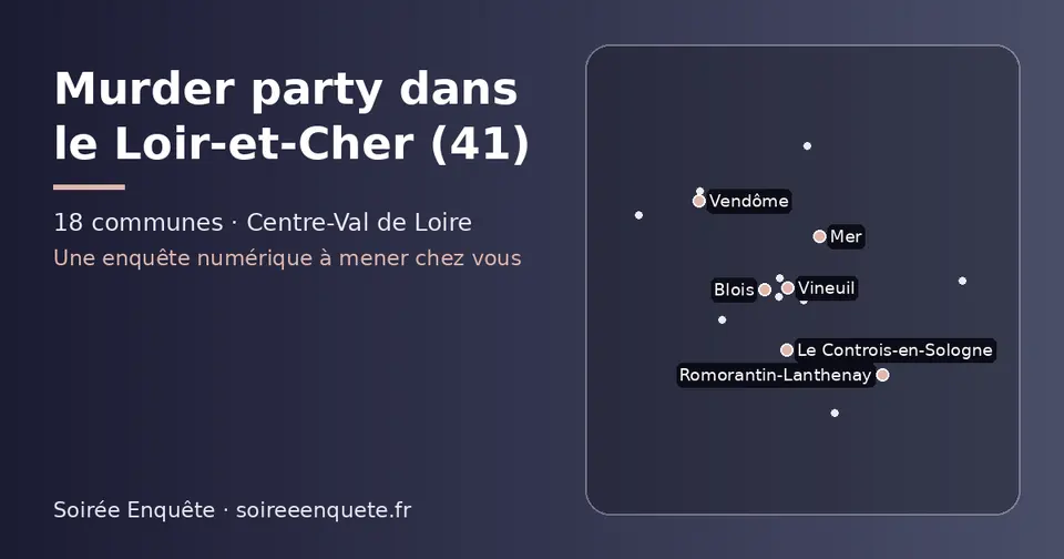 Carte schématique des 18 communes du Loir-et-Cher présentées sur ce site