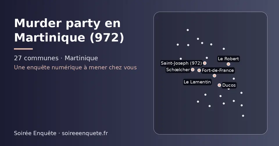 Carte schématique des 27 communes de la Martinique présentées sur ce site