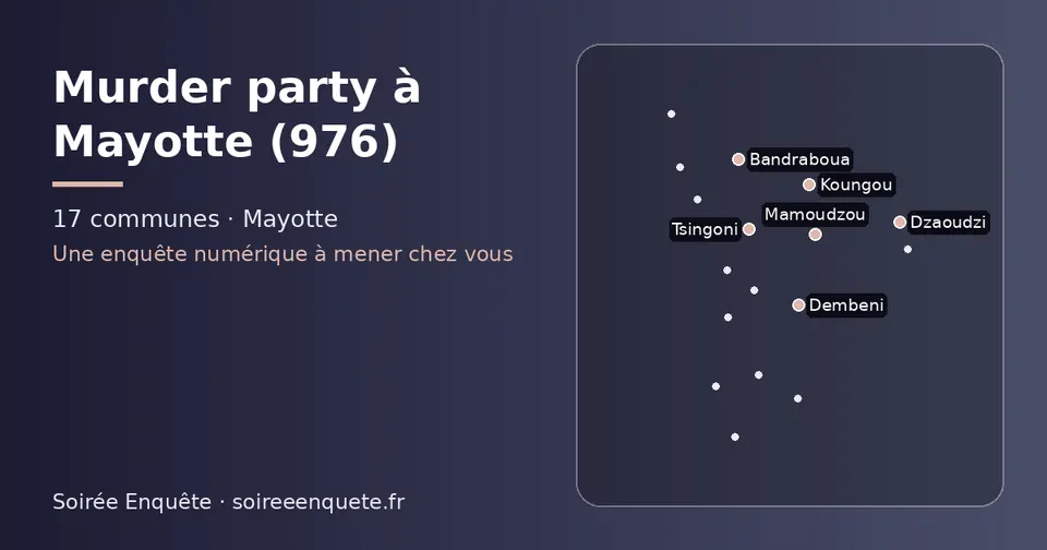 Carte schématique des 17 communes de Mayotte présentées sur ce site