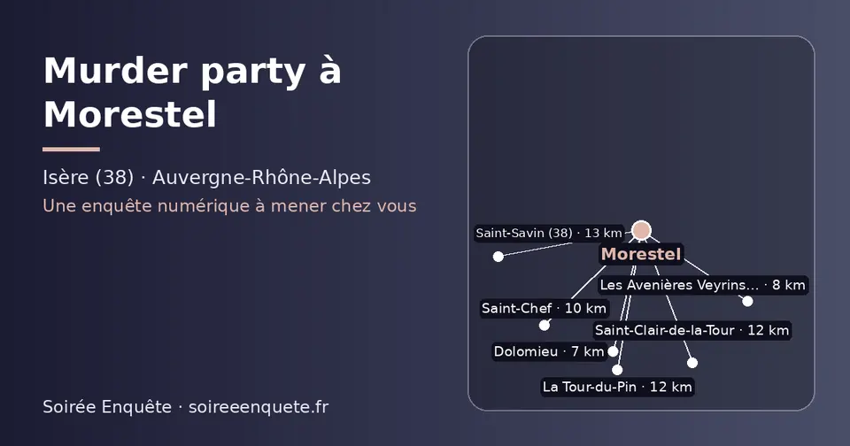 Carte schématique : Morestel et les communes voisines présentées sur ce site (Dolomieu, Les Avenières Veyrins-Thuellin, Saint-Chef, La Tour-du-Pin, Saint-Clair-de-la-Tour, Saint-Savin (38))