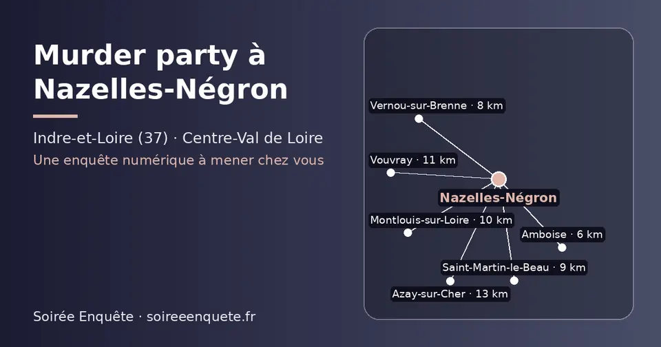 Carte schématique : Nazelles-Négron et les communes voisines présentées sur ce site (Amboise, Vernou-sur-Brenne, Saint-Martin-le-Beau, Montlouis-sur-Loire, Vouvray, Azay-sur-Cher)
