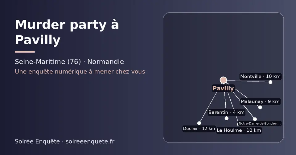 Carte schématique : Pavilly et les communes voisines présentées sur ce site (Barentin, Malaunay, Le Houlme, Montville, Duclair, Notre-Dame-de-Bondeville)