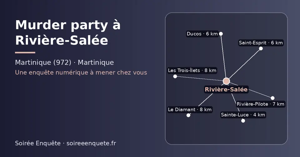 Carte schématique : Rivière-Salée et les communes voisines présentées sur ce site (Sainte-Luce, Saint-Esprit, Ducos, Rivière-Pilote, Le Diamant, Les Trois-Îlets)