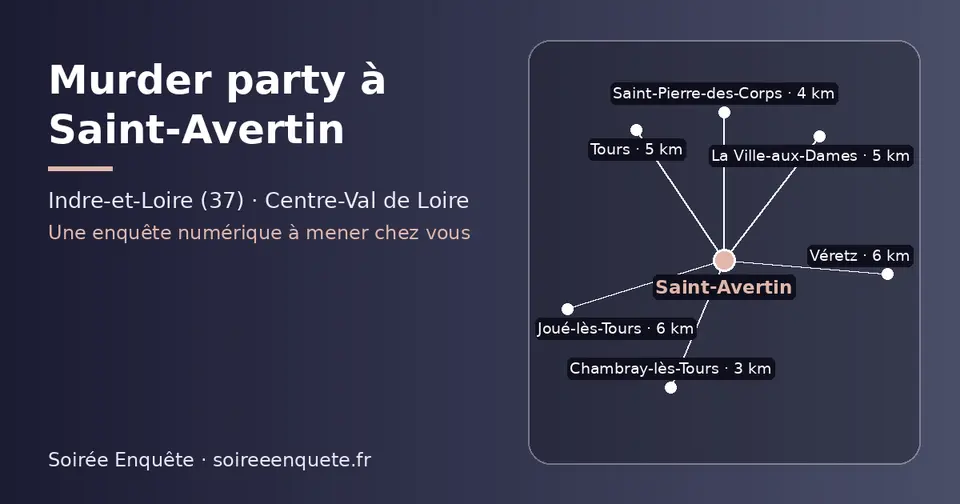 Carte schématique : Saint-Avertin et les communes voisines présentées sur ce site (Chambray-lès-Tours, Saint-Pierre-des-Corps, La Ville-aux-Dames, Tours, Véretz, Joué-lès-Tours)