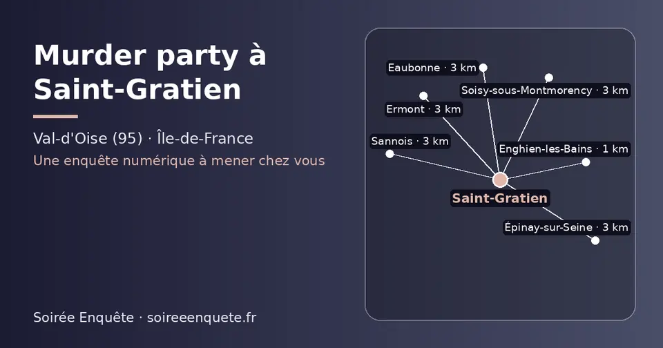 Carte schématique : Saint-Gratien et les communes voisines présentées sur ce site (Enghien-les-Bains, Sannois, Soisy-sous-Montmorency, Eaubonne, Épinay-sur-Seine, Ermont)