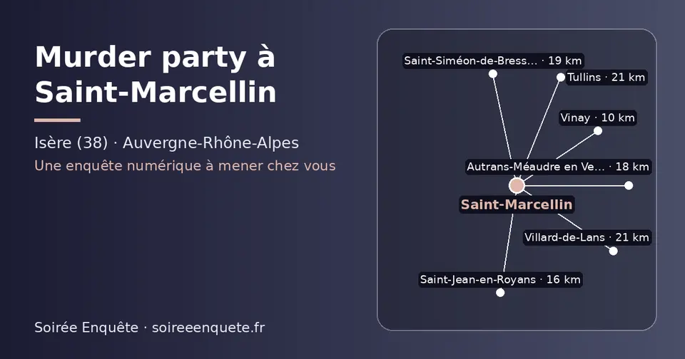 Carte schématique : Saint-Marcellin et les communes voisines présentées sur ce site (Vinay, Saint-Jean-en-Royans, Autrans-Méaudre en Vercors, Saint-Siméon-de-Bressieux, Tullins, Villard-de-Lans)