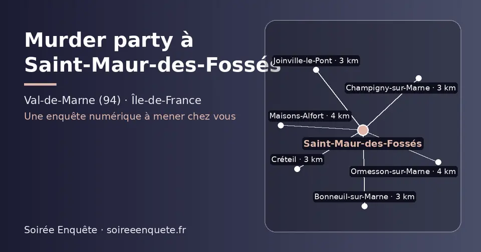 Carte schématique : Saint-Maur-des-Fossés et les communes voisines présentées sur ce site (Joinville-le-Pont, Champigny-sur-Marne, Bonneuil-sur-Marne, Créteil, Ormesson-sur-Marne, Maisons-Alfort)
