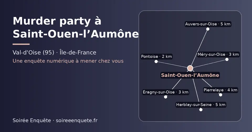 Carte schématique : Saint-Ouen-l’Aumône et les communes voisines présentées sur ce site (Pontoise, Méry-sur-Oise, Éragny-sur-Oise, Pierrelaye, Herblay-sur-Seine, Auvers-sur-Oise)