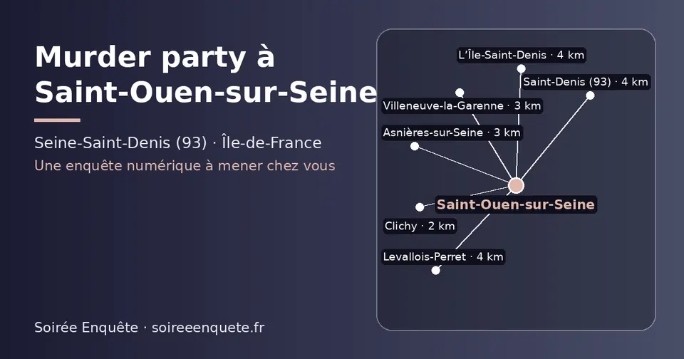 Carte schématique : Saint-Ouen-sur-Seine et les communes voisines présentées sur ce site (Clichy, Villeneuve-la-Garenne, Asnières-sur-Seine, Saint-Denis (93), Levallois-Perret, L’Île-Saint-Denis)