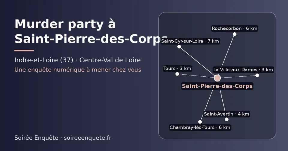 Carte schématique : Saint-Pierre-des-Corps et les communes voisines présentées sur ce site (Tours, La Ville-aux-Dames, Saint-Avertin, Rochecorbon, Chambray-lès-Tours, Saint-Cyr-sur-Loire)