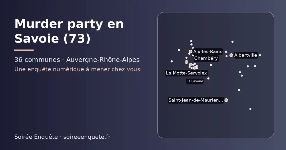 Carte schématique des 36 communes de la Savoie présentées sur ce site