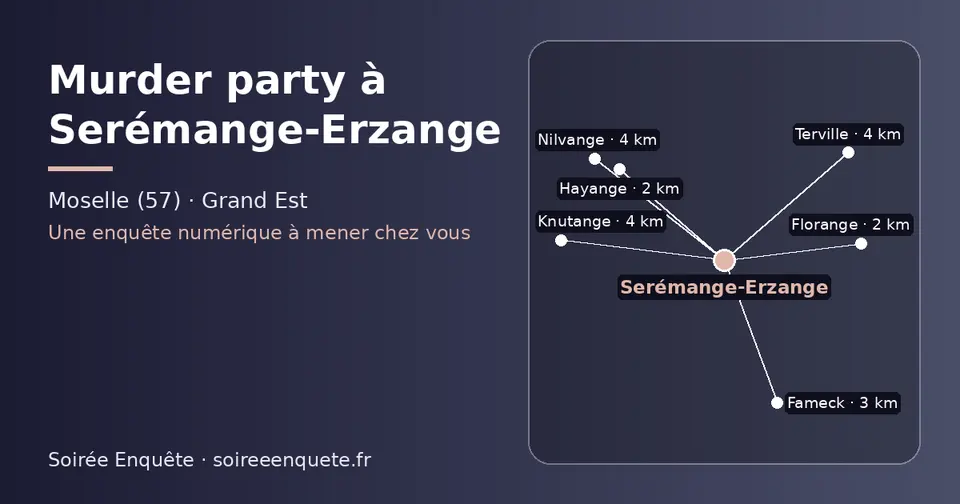 Carte schématique : Serémange-Erzange et les communes voisines présentées sur ce site (Hayange, Florange, Fameck, Nilvange, Terville, Knutange)