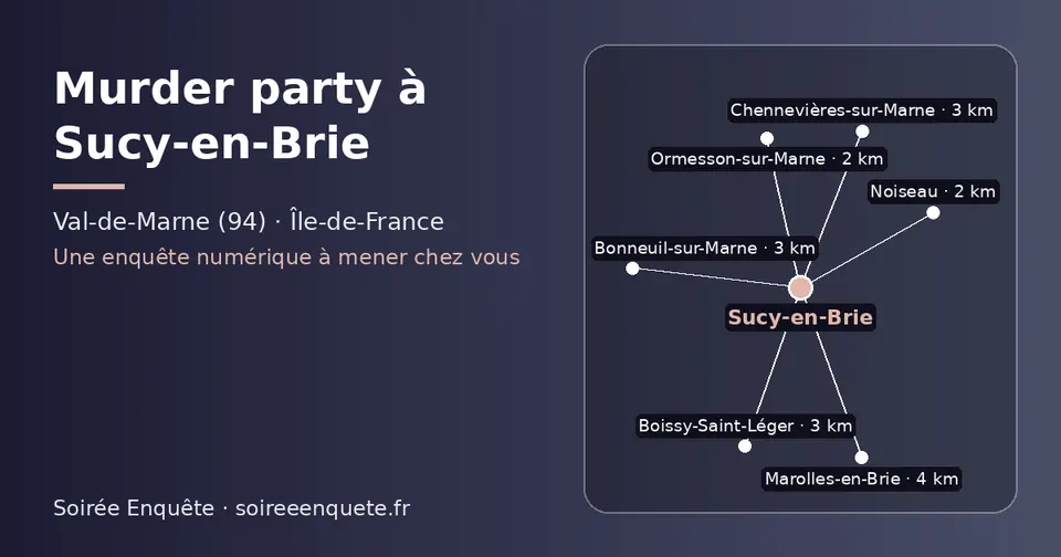 Carte schématique : Sucy-en-Brie et les communes voisines présentées sur ce site (Noiseau, Ormesson-sur-Marne, Boissy-Saint-Léger, Chennevières-sur-Marne, Bonneuil-sur-Marne, Marolles-en-Brie)