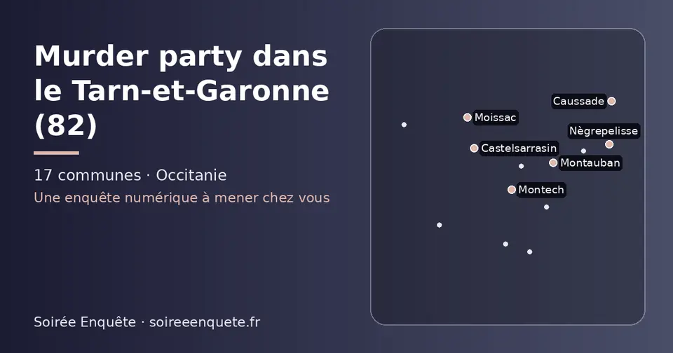 Carte schématique des 17 communes du Tarn-et-Garonne présentées sur ce site