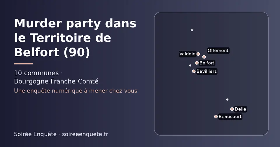 Carte schématique des 10 communes du Territoire de Belfort présentées sur ce site