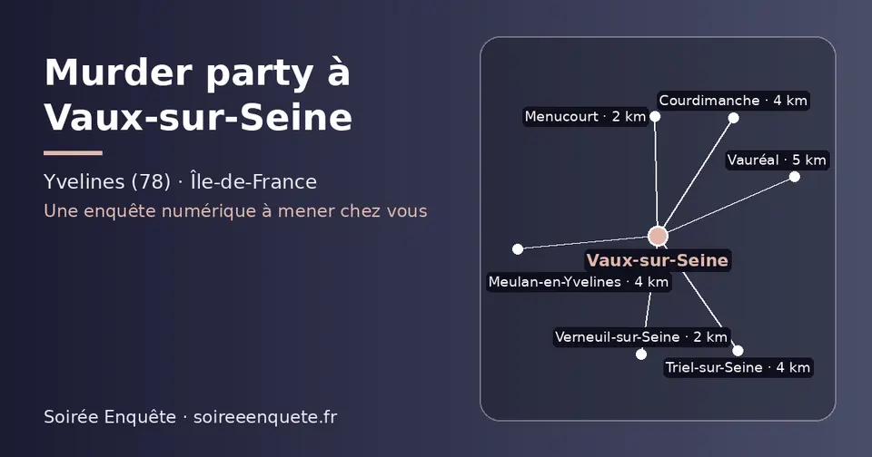 Carte schématique : Vaux-sur-Seine et les communes voisines présentées sur ce site (Menucourt, Verneuil-sur-Seine, Courdimanche, Triel-sur-Seine, Meulan-en-Yvelines, Vauréal)