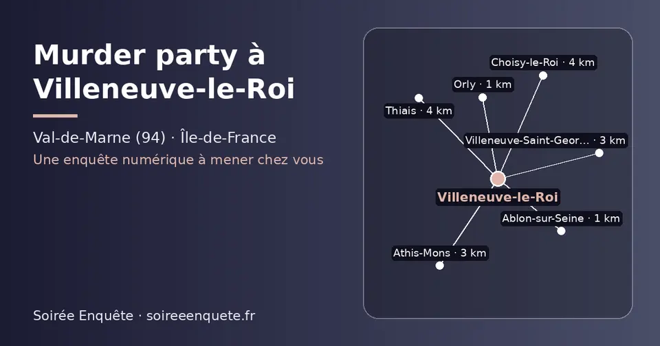 Carte schématique : Villeneuve-le-Roi et les communes voisines présentées sur ce site (Orly, Ablon-sur-Seine, Athis-Mons, Villeneuve-Saint-Georges, Thiais, Choisy-le-Roi)